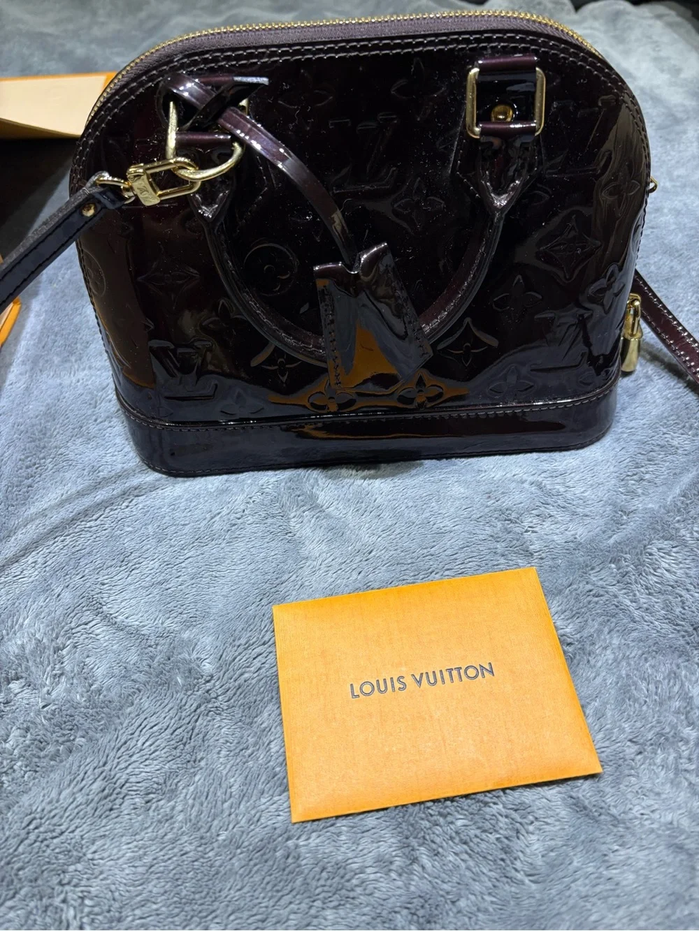 Louis Vuitton Vernis Alma BB Satchel in Deep Bordeaux Patent
